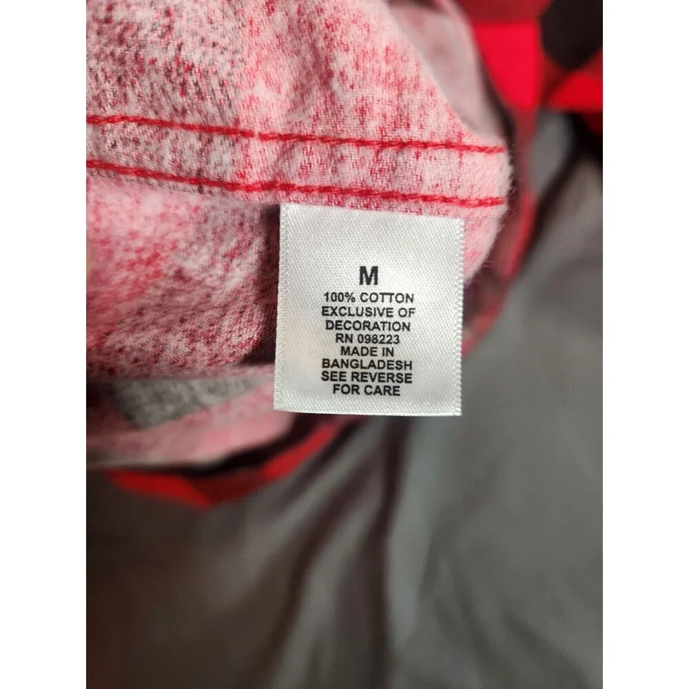 Magellan Shirt Mens Med Red Black Button Shiner Bock‎ Beer Check Plaid